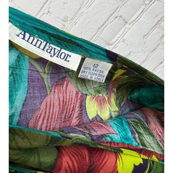 ANN TAYLOR wrap rayon unlined multicolor skirt size 12 - Picture 6 of 6